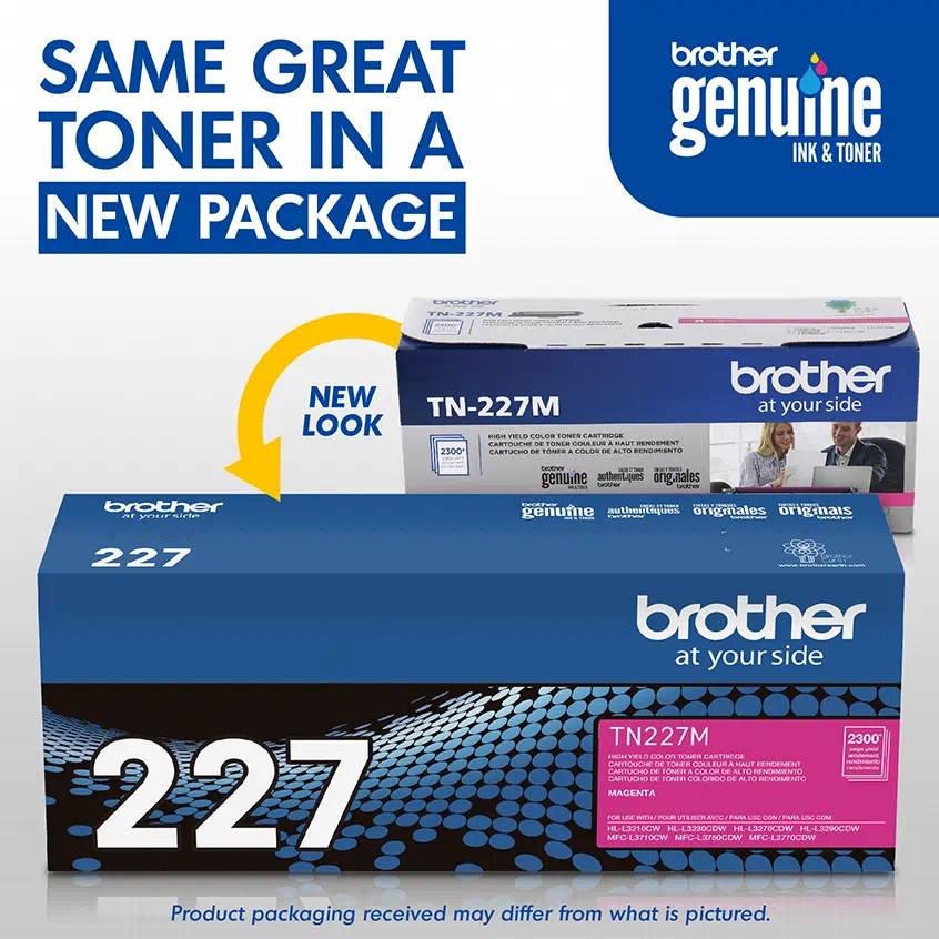 Tóner Brother magenta TN227M high yield, 2,300 paginas, para impresora MFCL3710CW