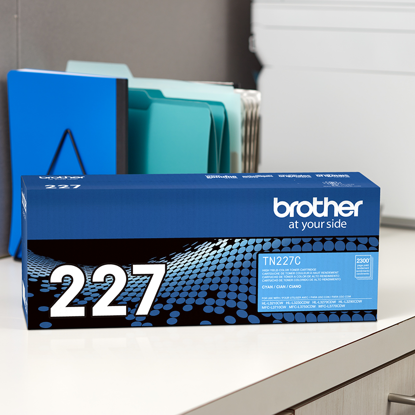 Tóner Brother cyan TN227C high yield, 2,300 paginas, para impresora MFCL3710CW