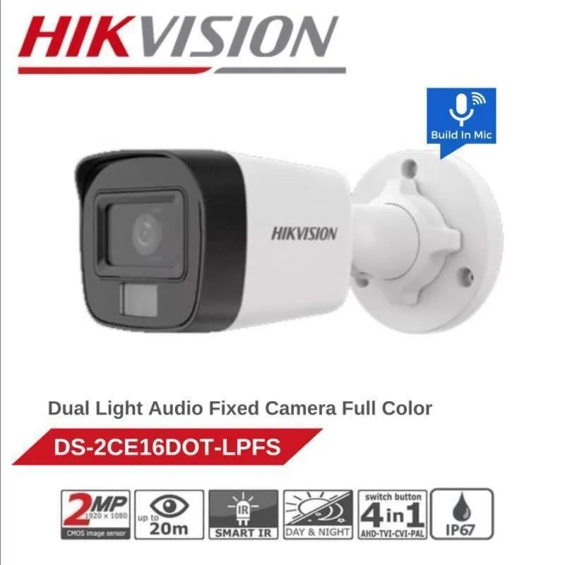 Cámara de vigilancia Hikvision, analoga, hybrid light, bullet, 2MP, (1920 1080), exir 2.0