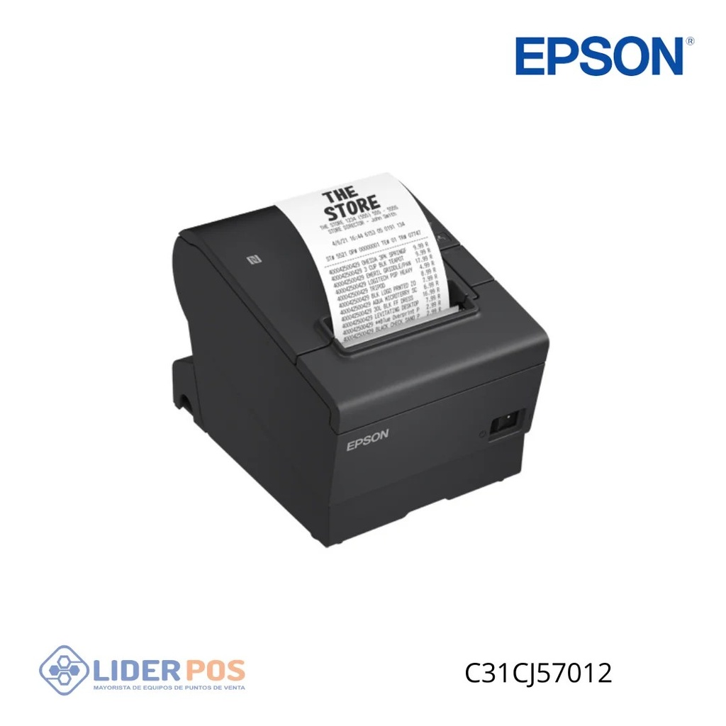 Impresora de recibo térmica Epson TM-T88VII-012, interfaz: usb, ethernet, serial, fuente de