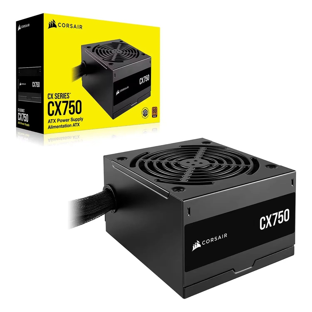 Power supply corsair 750 watts, 80 plus bronze (CX750), no modular, conectores PCI-e X2