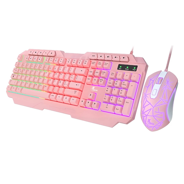 Teclado mouse Xtech mirana gaming, español, 3600 dpi, RGB led, pink (XTK-540S)