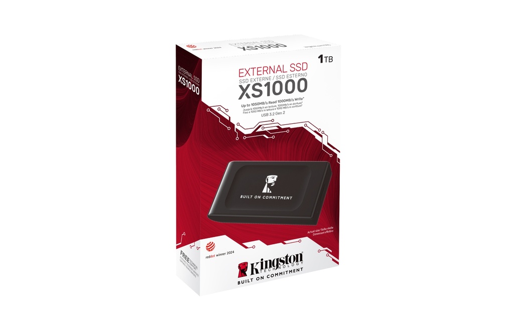 Disco externo solido Kingston 1TB (SSD) portátil, USB-C, tamaño de bolsillo, USB 3.2, gen 2
