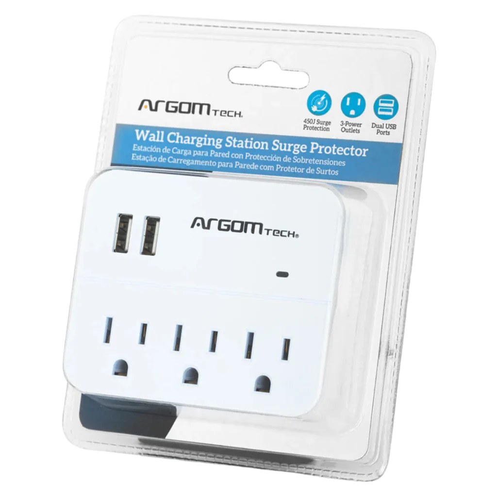 Tomacorriente Argom con 3 salida + 2 puertos USB