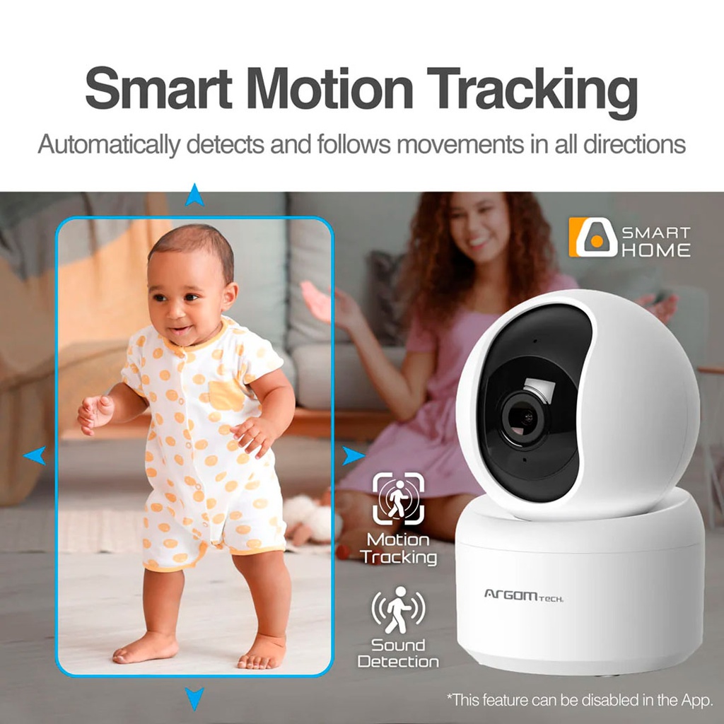 Cámara Argom QHD 2K para interiores con wi-fi inteligente y movimiento completo convoy 40