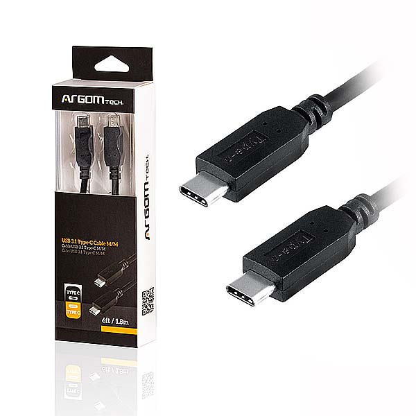 Cable Argom tipo-c a tipo c , 1.8M/6.0FT, negro