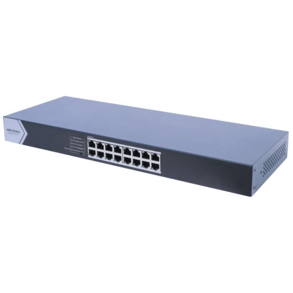 Switch 16 puertos Hikvision, no administrable, 16 port gigabit