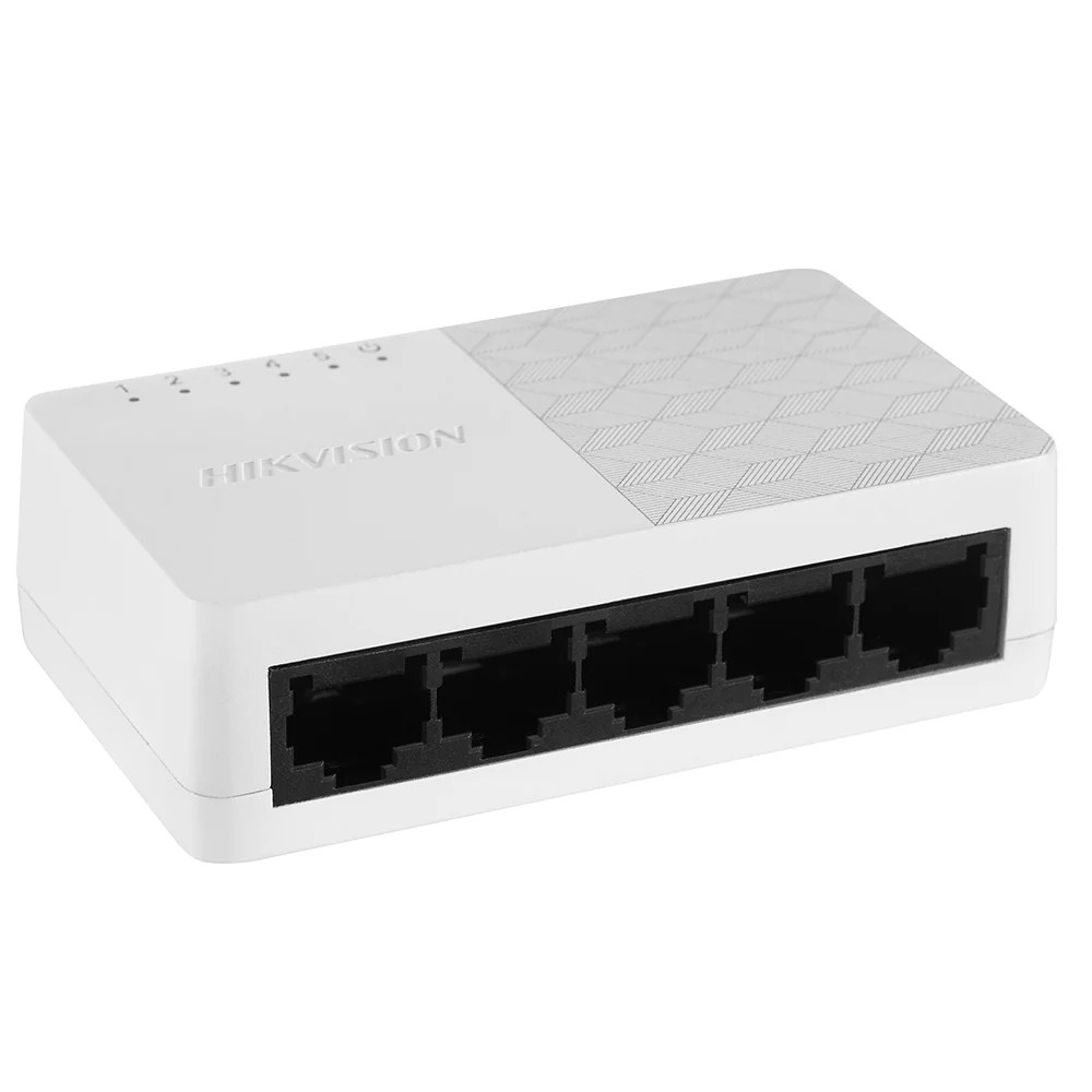 Switch 5 puertos Hikvision, no administrable, 5 puertos ethernet de 10/100/1000 MBPS gigabit