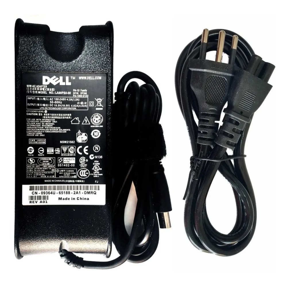 Cargador fuente para laptop Dell, plug fino 19V 4.62A 90W