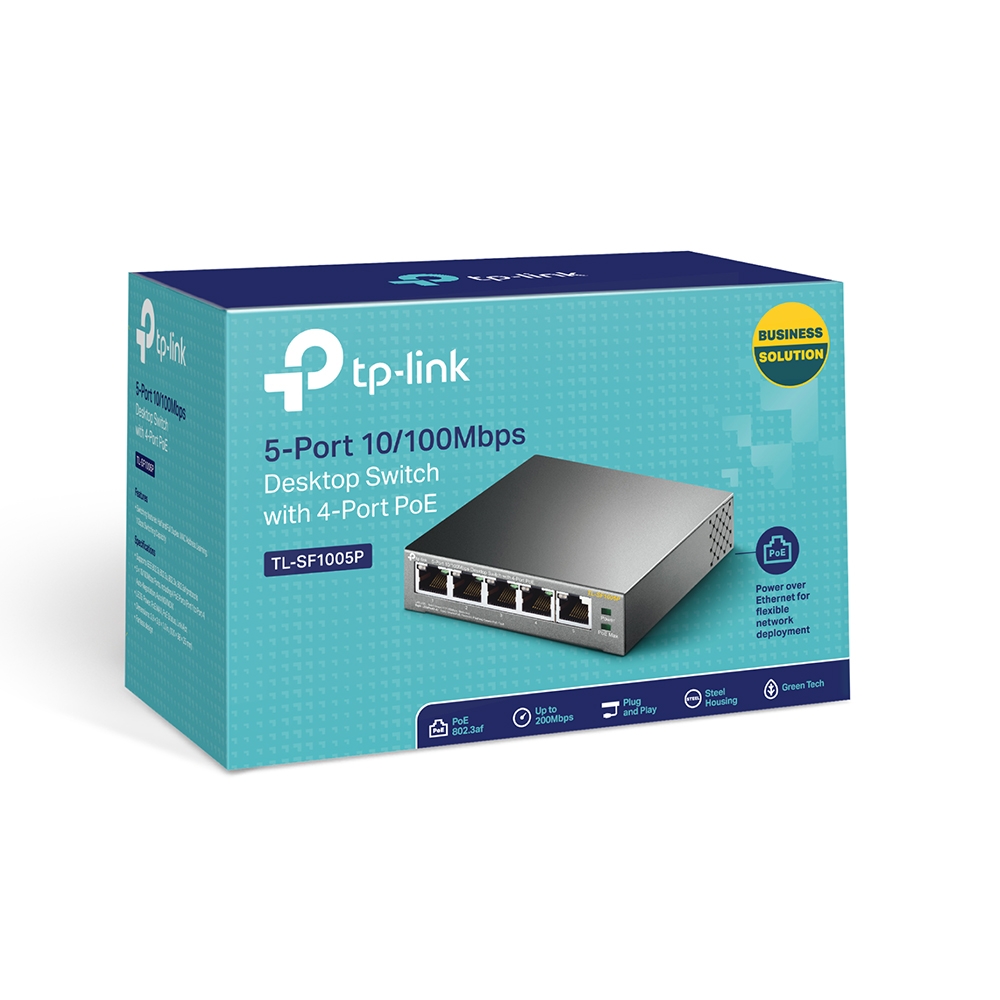 Switch 5 puertos TP-Link TL-SF1005P, no administrable/desktop, 5 puertos 10/100MBPS