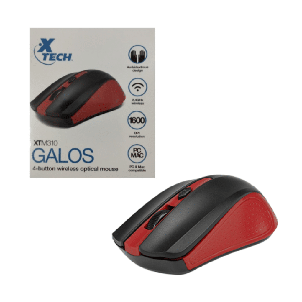 Mouse Xtech gaming wireless, 1600DPI, 4 botones, rojo, XTM-310RD