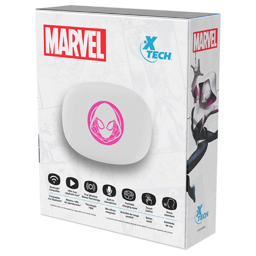 Audífono con microfono wireless Xtech marvel ghost-spider edition, earbuds TWS, bluetooth