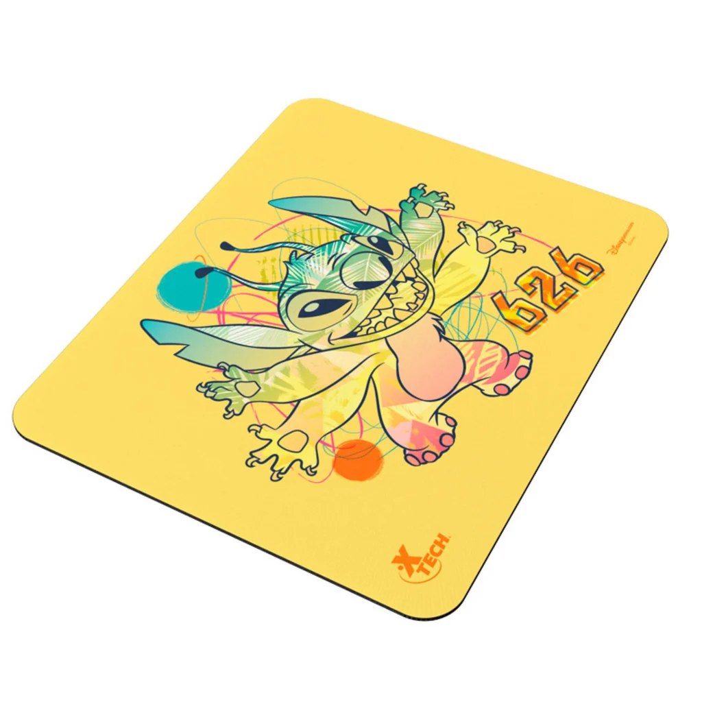 Mouse pad Xtech disney stich, superficie de tela, amarillo, dimensiones 22X18X0.2CM