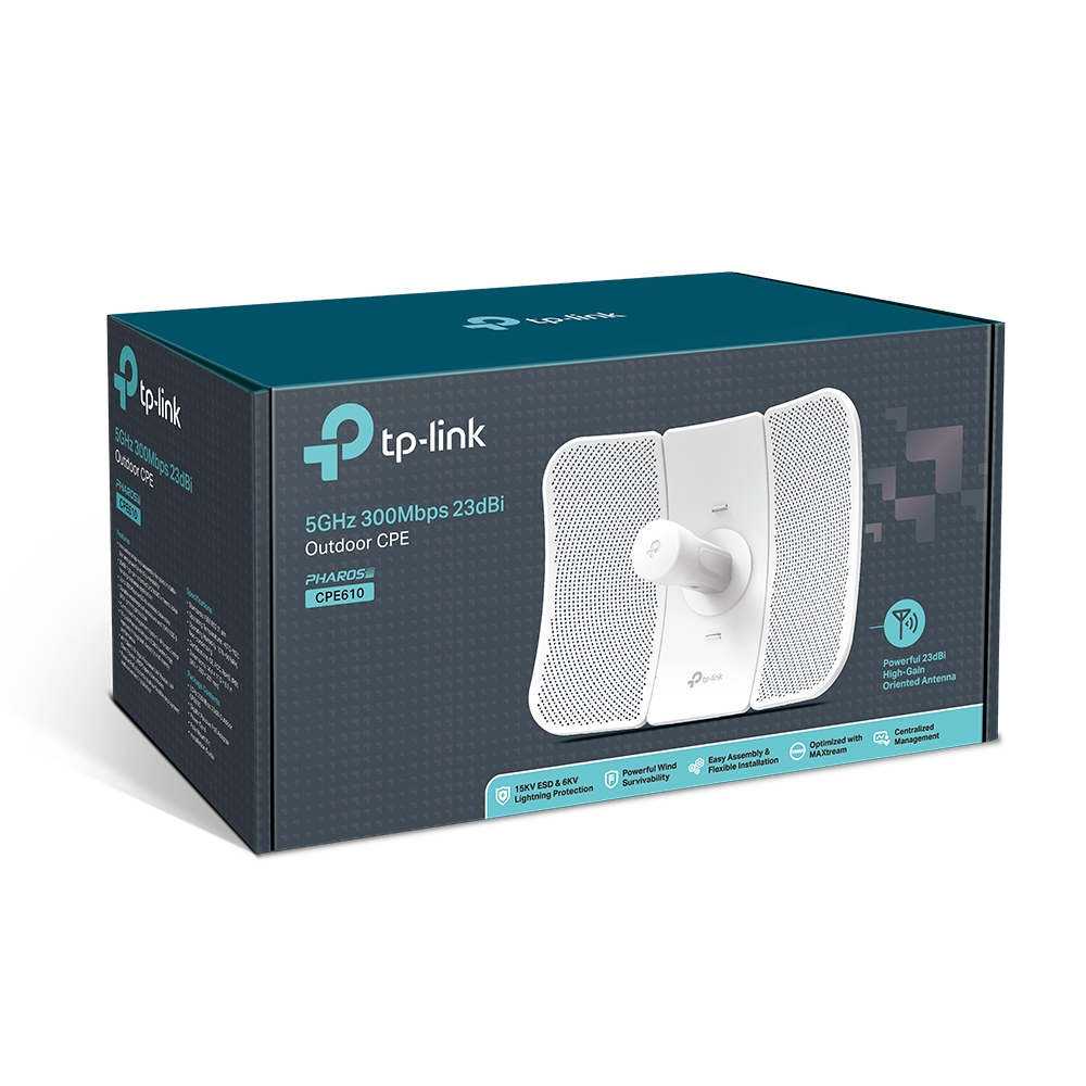 Access point TP-Link CPE610, 5.0GHZ/300MBPS, 1 puerto LAN POE + 1 puerto LAN passive POE