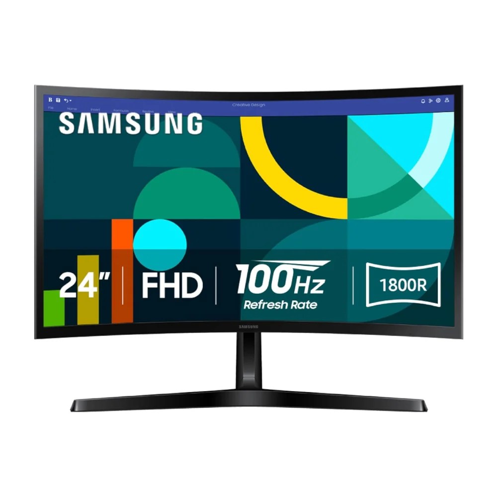 Monitor Samsung 24" essential curvo FHD (1920 x 1080), led, 16,7M, 250 CD/M², 100HZ, 1800R