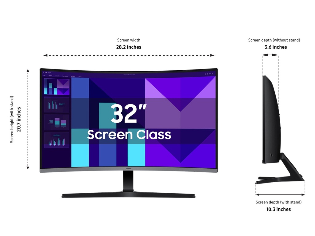 Monitor Samsung 32", S3, curvo, (1,920 x 1,080), 1800R, FHD, 100HZ, 4(GTG), hdmi, built-in