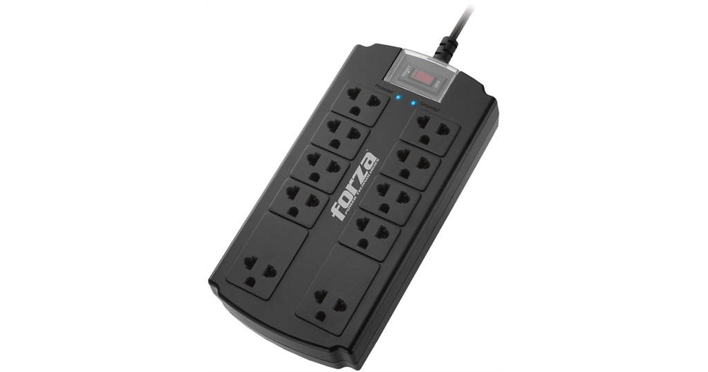 Protector regleta forza multitoma 10 x 1, 1080J/1800W, 120V/240V