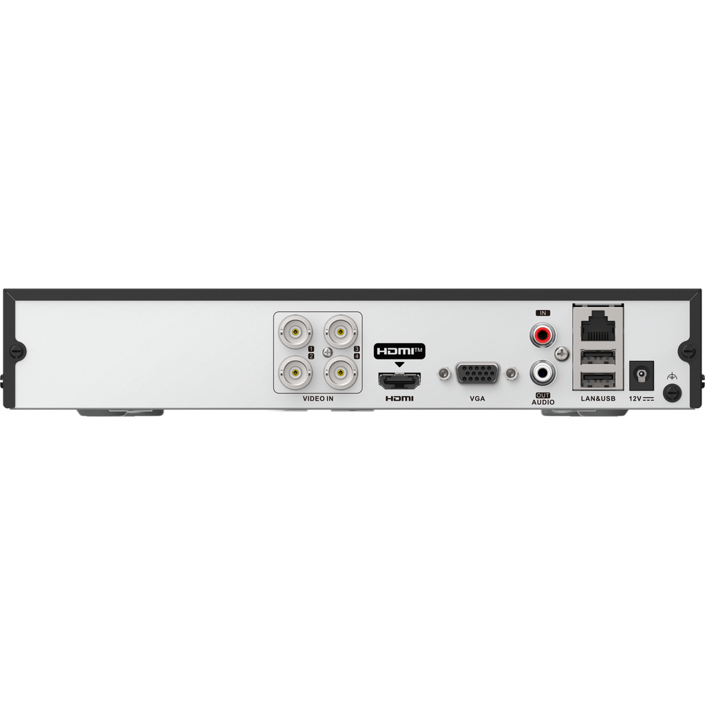 DVR Hikvision 4 canales, 1U, H.265, 1080P LITE@15 FPS, 1 canal ip, 1 HDD hasta 4 TB