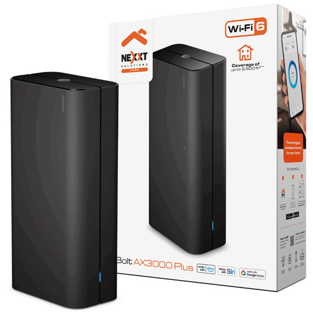 Router wireless mesh Nexxt bolt AX3000 plus, sistema inalámbrico completo para el hogar