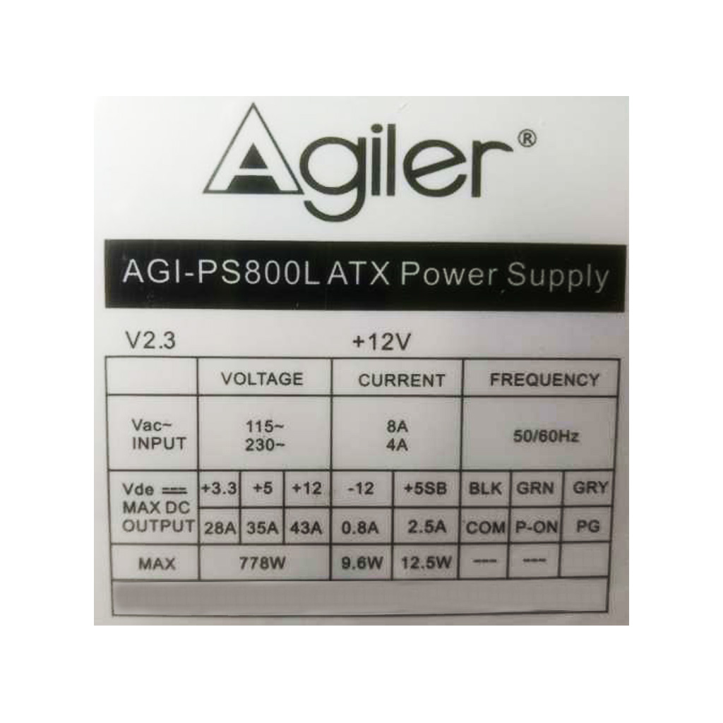 Power supply 800W Agiler