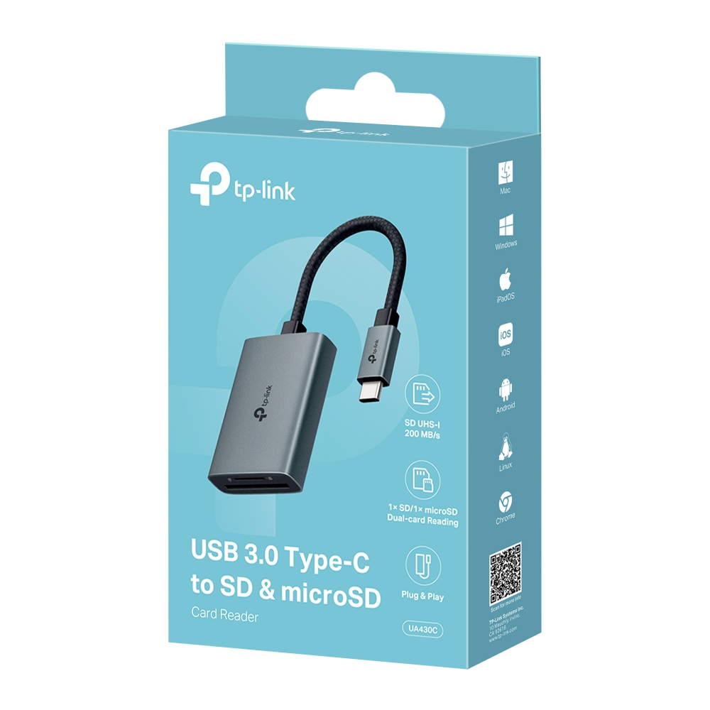 Adaptador TP-Link USB 3.0 tipo-c a SD y microsd 3.0