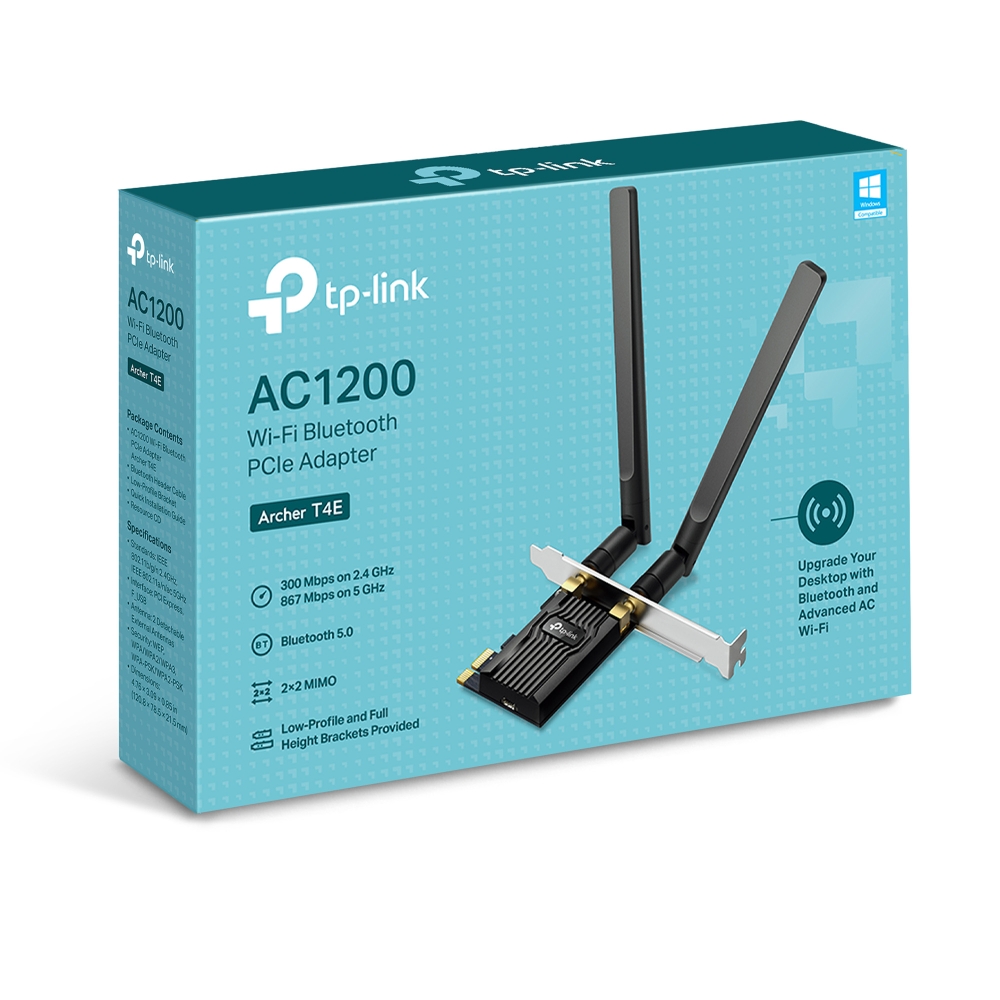 Adaptador PCI-e inalámbrico TP-Link archer T4E, AC1200, wi-fi 5 (802.11AC), doble banda, 2