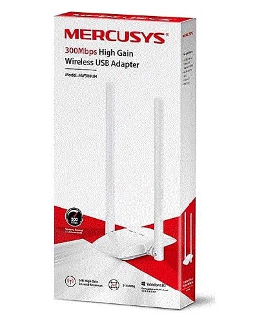 Adaptador inalámbrico TP-Link mercusys MW300UH USB 2.0 single band 300MBPS con antena de