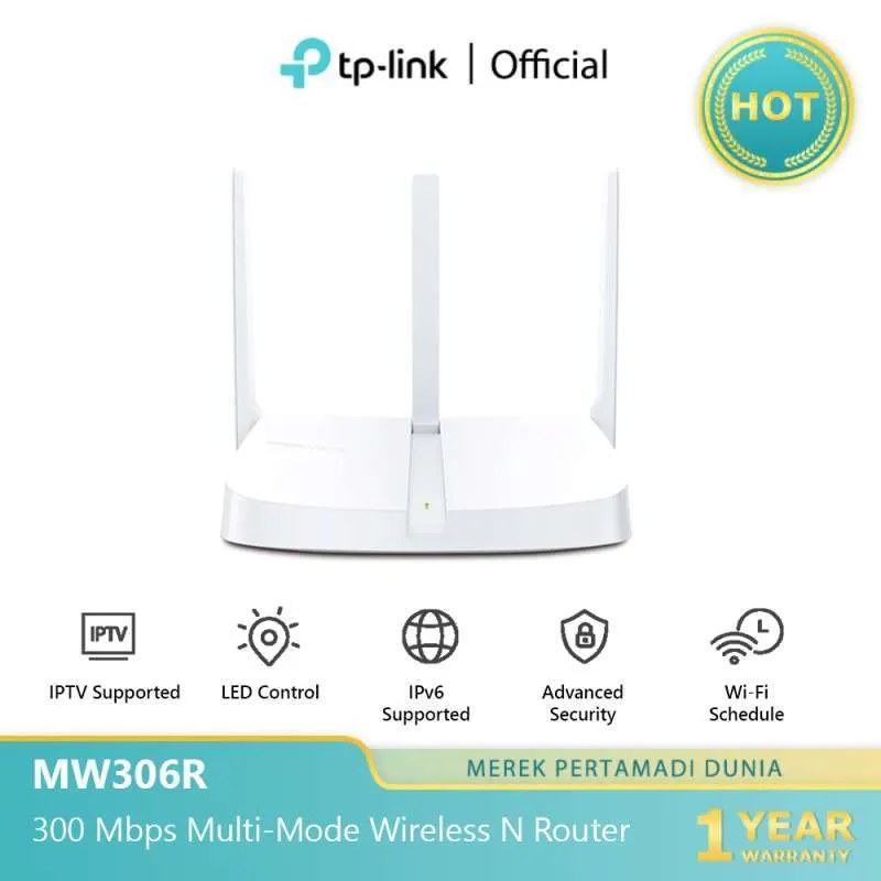 Router wireless TP-Link mercusys MW306R N300 multi-mode, 2.4GHZ/300?MBPS, 1 puerto WAN