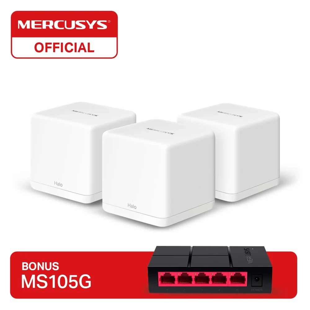 Router halo H60X (3-pack) mercusys, 1500MBPS, 1201 MBPS on 5 GHZ and 300 MBPS on 2.4 GHZ
