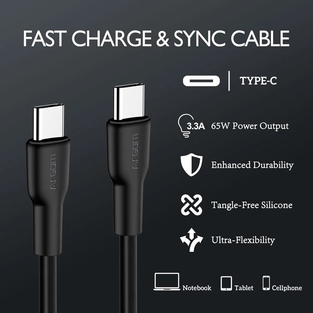 Cable Argom 4 en 1,USB-a + USB-c to USB-c + lightning, carga rapida, 60 w 1.5 metros