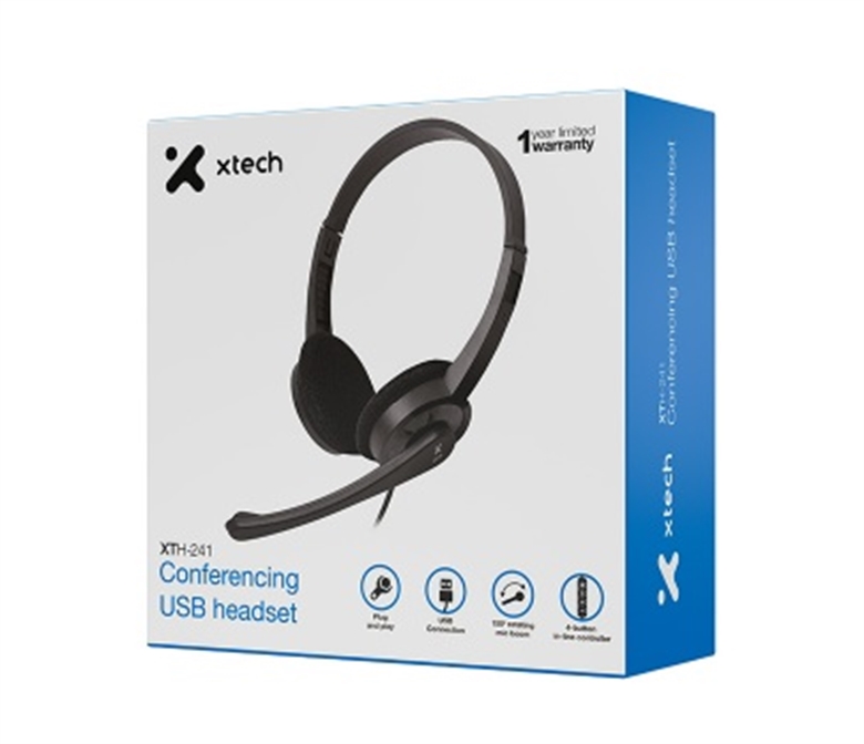 Audífono con microfono Xtech, usb, estereo para conferencias, USB 2.0, livianos