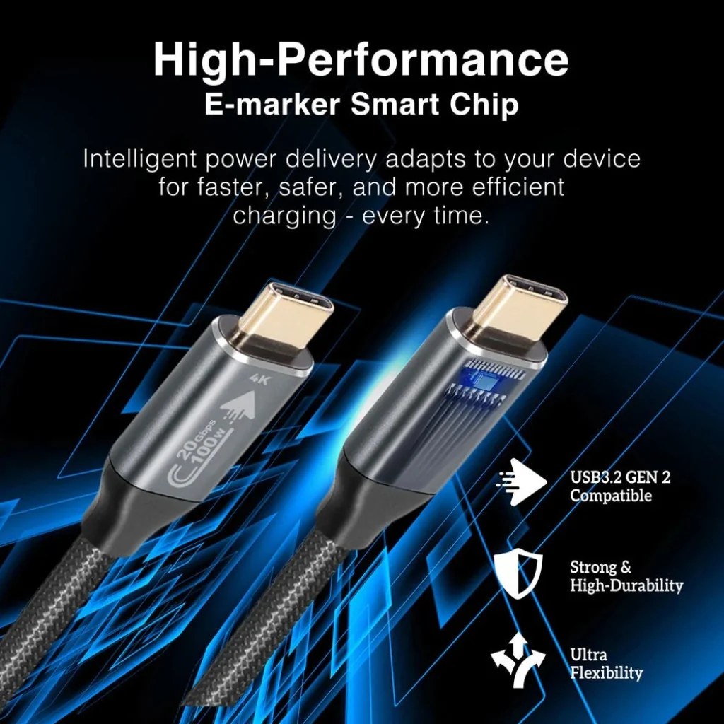 Cable tipo-c a tipo-c Argom de carga y sincronización ultra rápida 100W, USB 3.2 GEN2