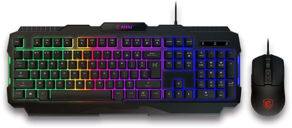 Combo mouse teclado MSI forge GK100 combo us, sensor óptico mouse, 6400 dpi, 7 botones
