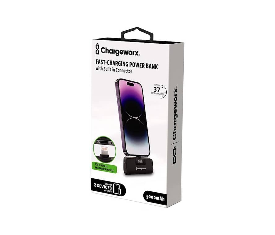 Cargador movil (mini power bank) Chargeworx, 5,000MAH, 10W, compatible con iphones