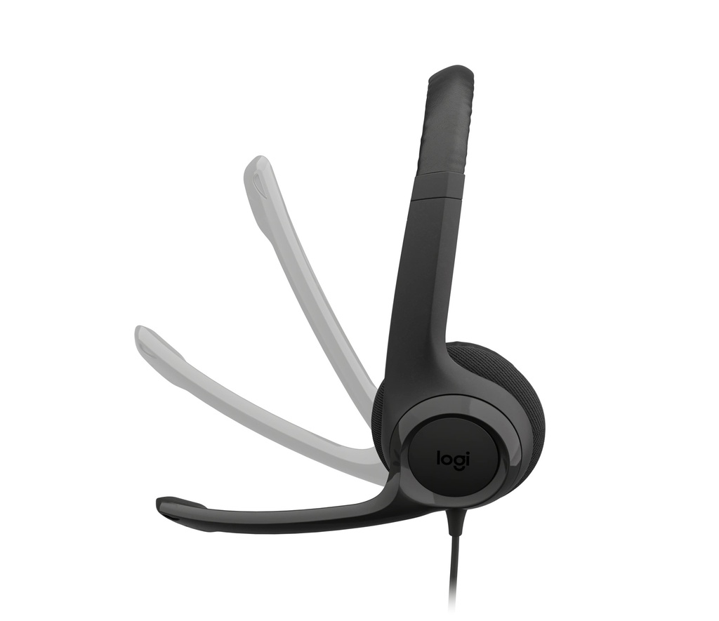 Audífono con micrófono Logitech H390 USB-c midnight black, confortable, con control de
