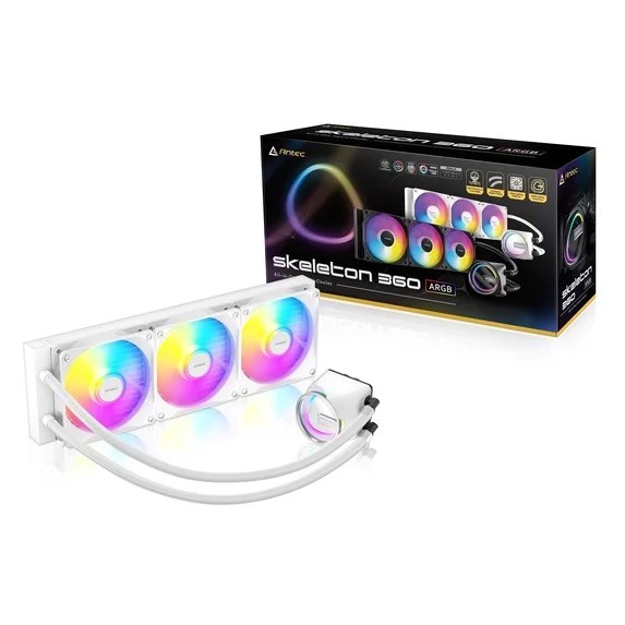 Abanico para CPU Antec skeleton-360 ARGB (liquid cooling) 360MM, incluye tres abanicos ARGB