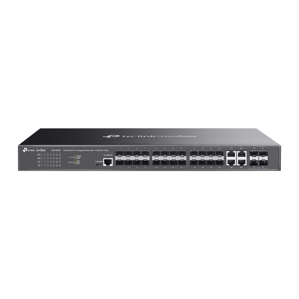 Switch 24 puertos TP-Link omada SFP L2+ con 4 ranuras 10GE SFP+ puertos combinados SFP/RJ45
