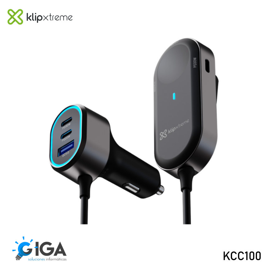 Adaptador de carga USB para vehículo Klip Xtreme, 100W, 4X USB-c + 2X USB-a (KCC-100)
