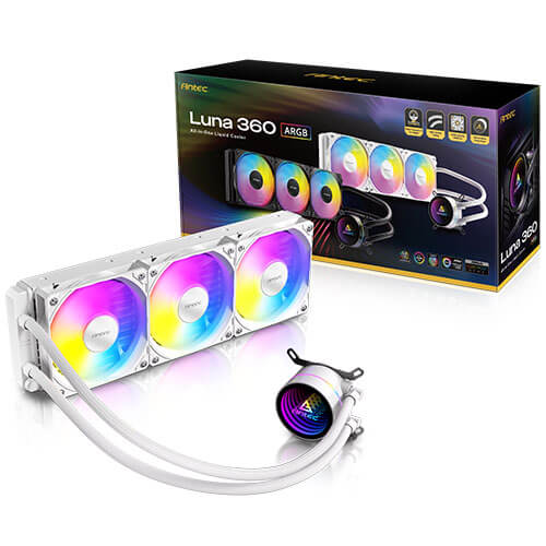 Abanico para CPU (enfriamiento líquido) Antec luna 360 ARGB blanco , radiador de 360MM con