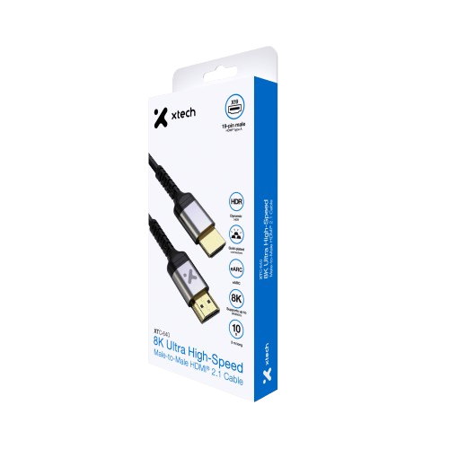 Cable HDMI Xtech high-speed 2.1, 48 GBPS, soporta 8K 60 HZ, 10 pies, (XTC-640)