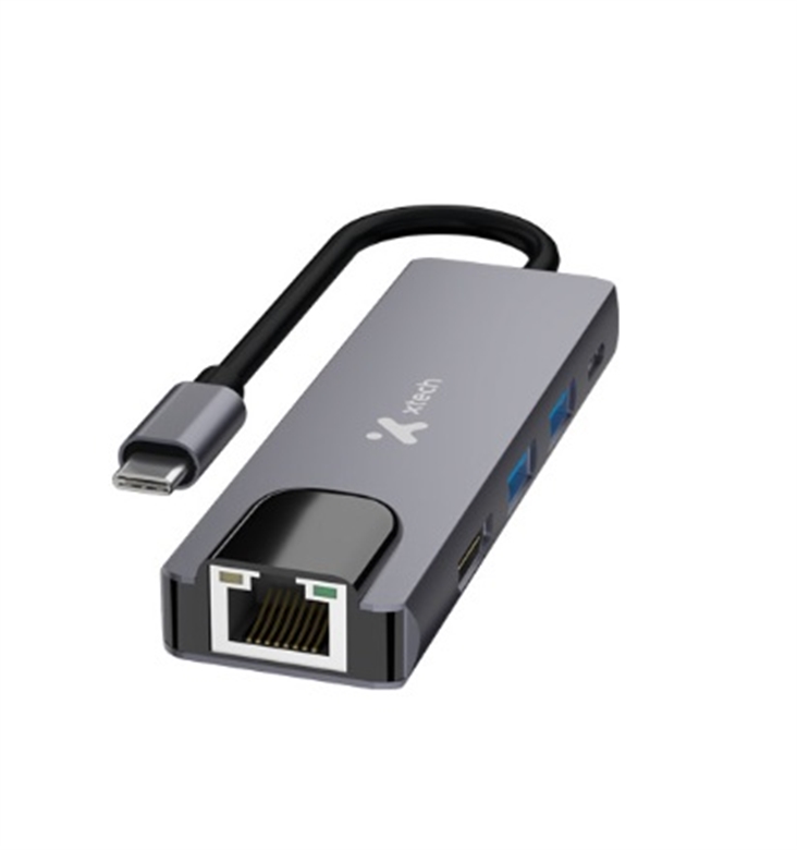 Hub USB-c Xtech multipuertos 5 en 1, 1X HDMI hembra 4K, 2X USB-a 3.0, 1X USB-c 100 watts