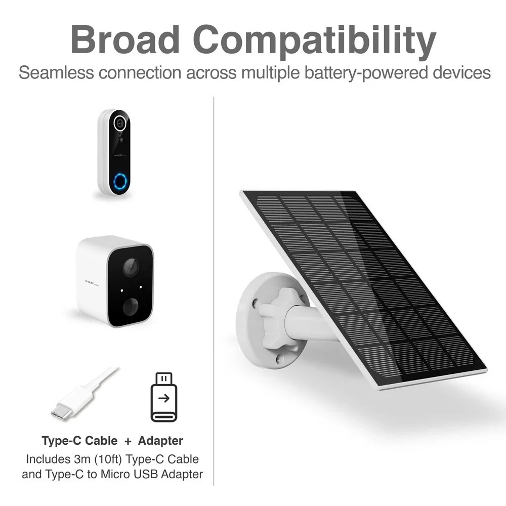 Panel solar Argom, 3W, para dispositivos exteriores con bateria, cable de 10 pies type-c