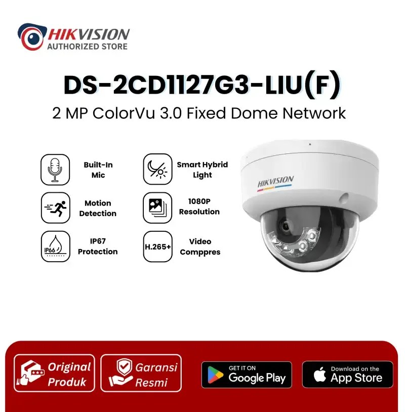 Cámara de vigilancia Hikvision colorvu smart hybrid, ip, domo, 2MP (1920 × 1080), IP67, con