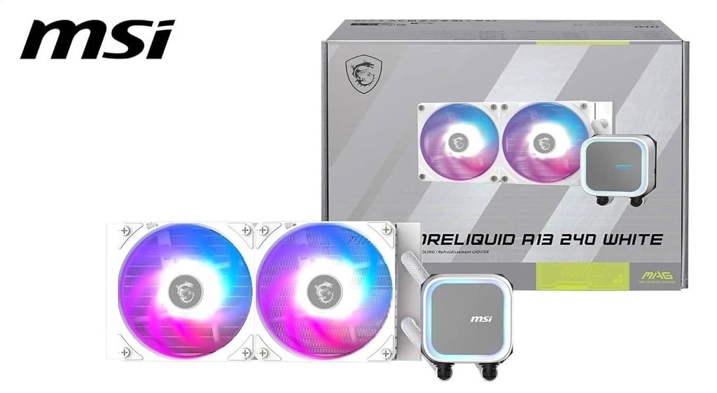 Abanico para CPU MSI serie mag coreliquid A13 240 white all-in-one liquid CPU cooler