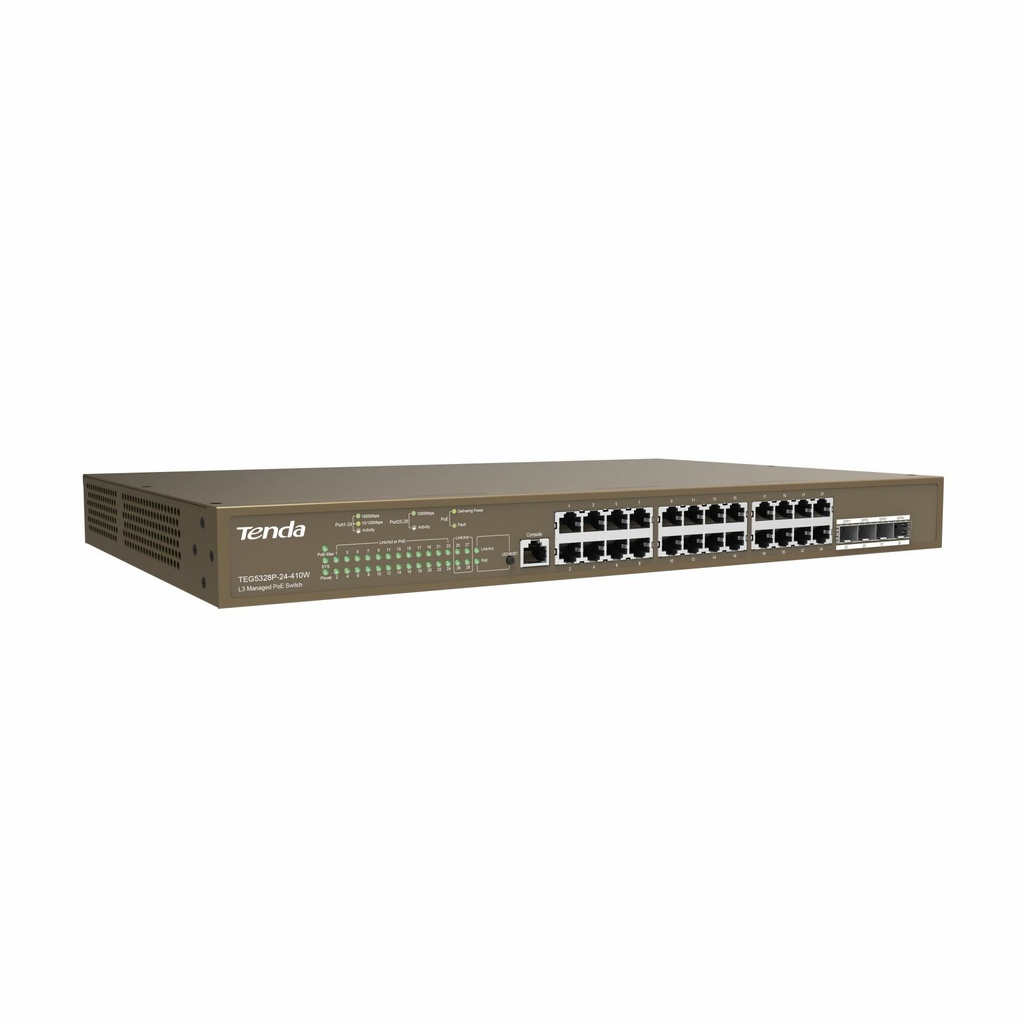 Switch 24 puertos tenda TEG5328P-24-410W , no administrable, ethernet 10/100/1000, POE