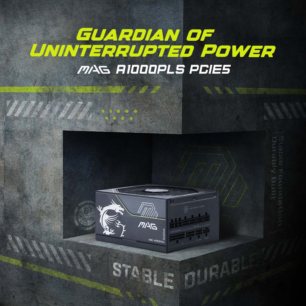 Power supply MSI mag A1000PLS PCIE5 1000 watts 80 plus platinum fully modular ATX 3.1 (mag