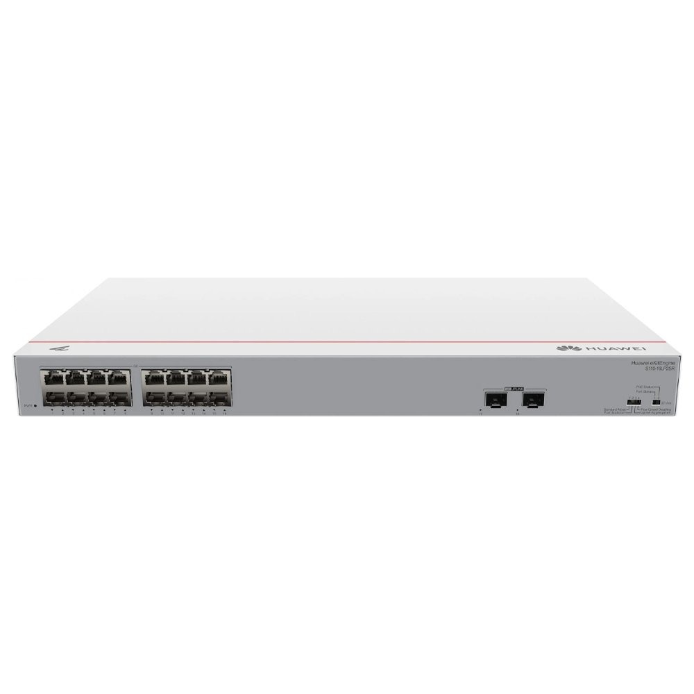 Switch 16 puertos huawei S110-16LP2SR, no administrable, 36GBPS, 16 x puertos ge POE LAN