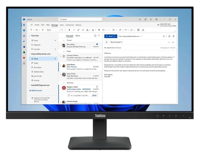 Monitor Lenovo thinkvision S24-4E 24" class full HD LED 16:9 ips technology 1920 x 1080