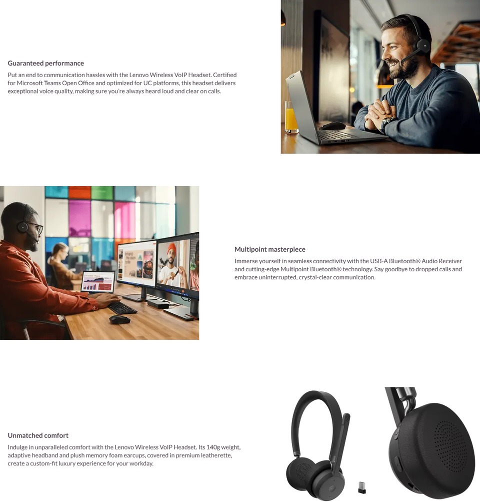 Audífono Lenovo inalámbrico voip headset