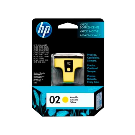 Cartucho HP 02 C8773WL amarillo 6ML para impresora